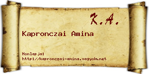 Kapronczai Amina névjegykártya